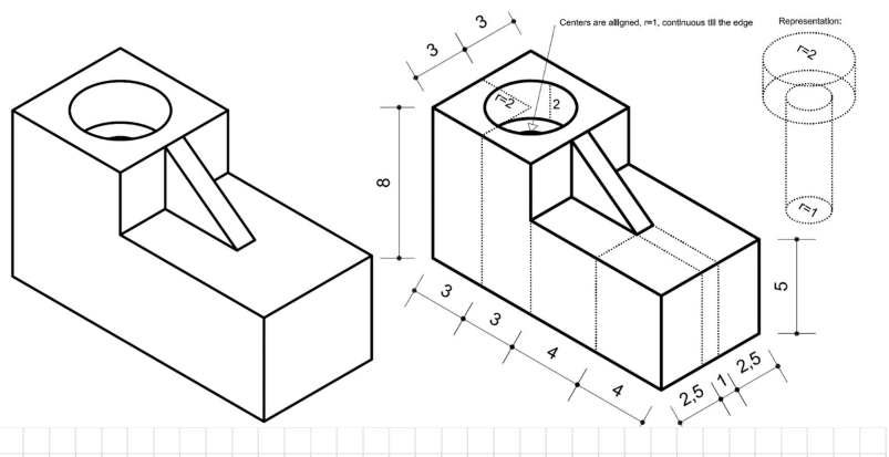 Solved Sketch the front, top and side views of the following | Chegg.com