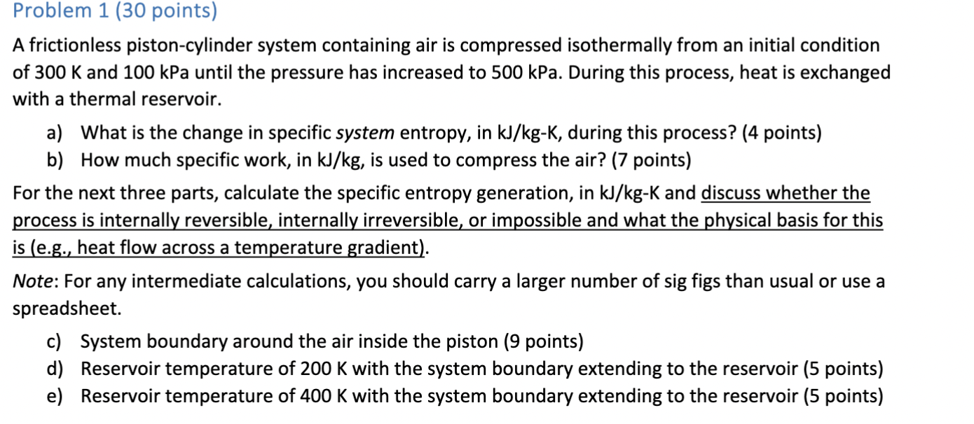 Solved A frictionless pistoncylinder system containing air