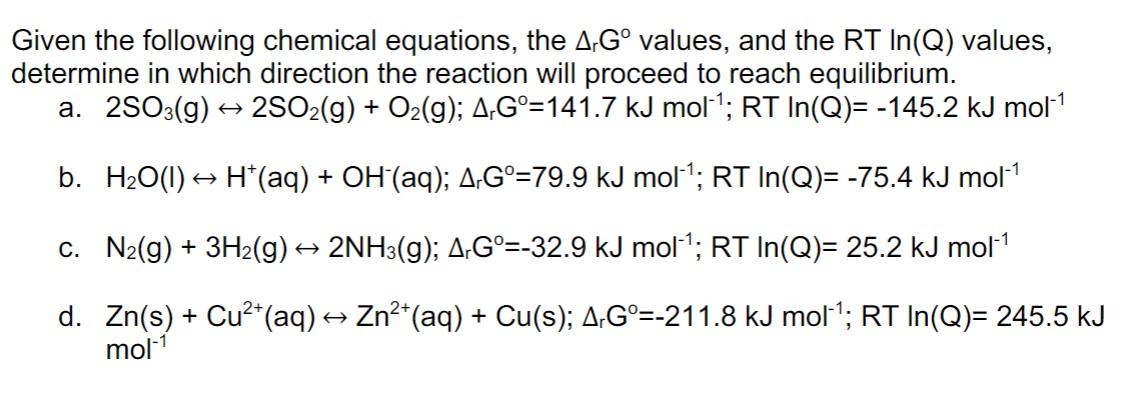 Solved Given The Following Chemical Equations The Argº V Chegg Com