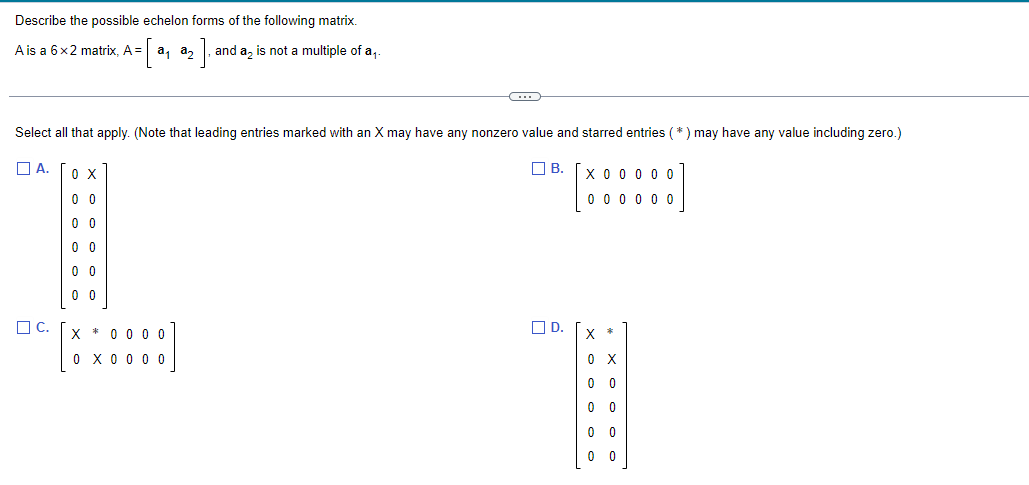 Solved Describe the possible echelon forms of the following | Chegg.com