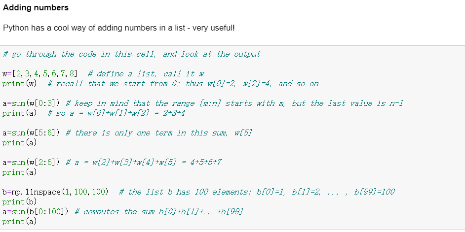 Adding numbers Python has a cool way of adding | Chegg.com