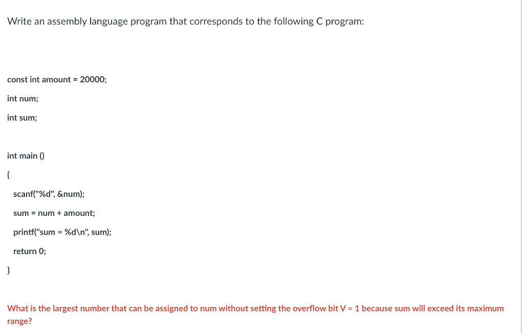 Solved Write An Assembly Language Program That Corresponds | Chegg.com