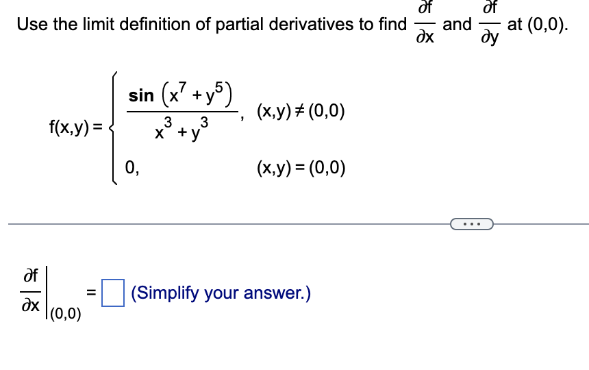 Solved Use the limit definition of partial derivatives to | Chegg.com