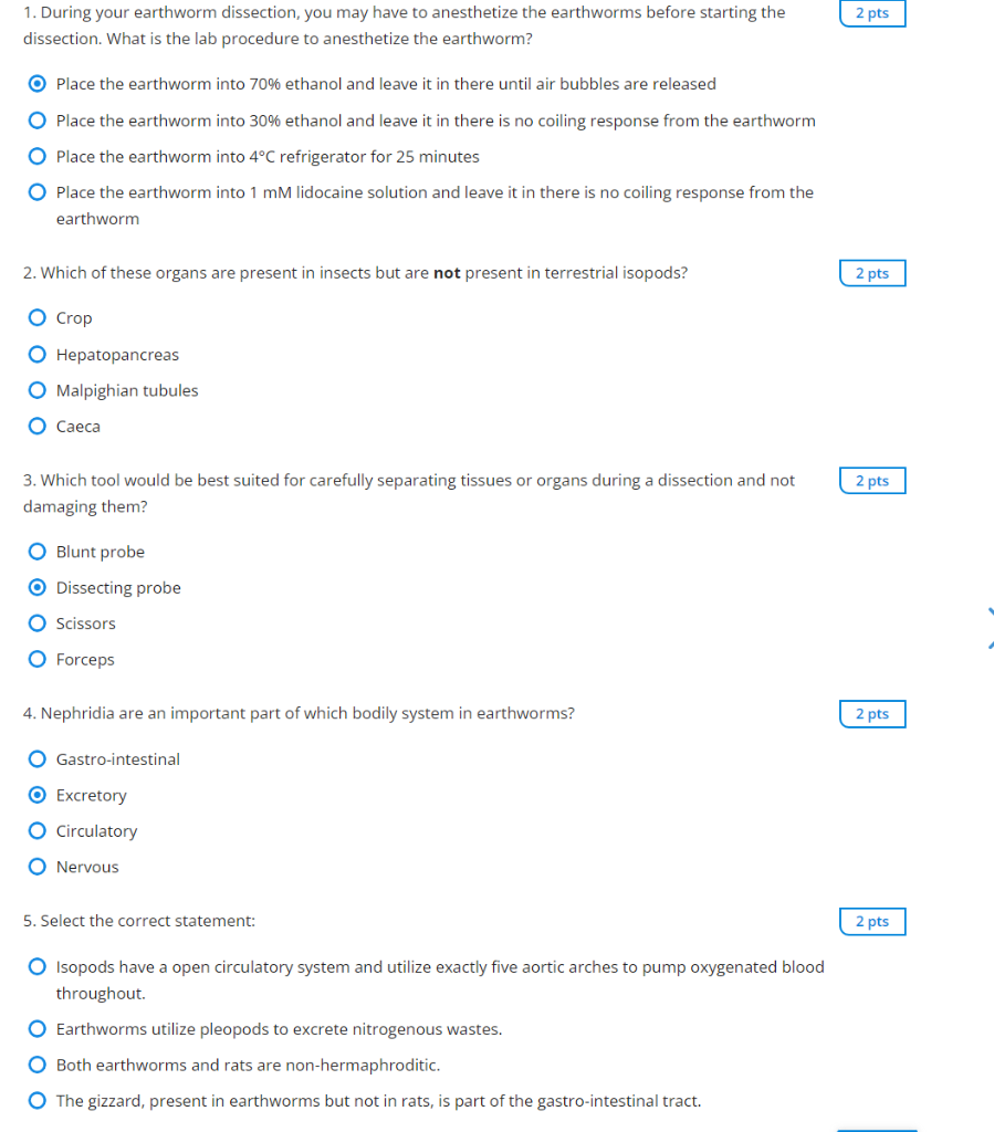Solved 1. During your earthworm dissection, you may have to
