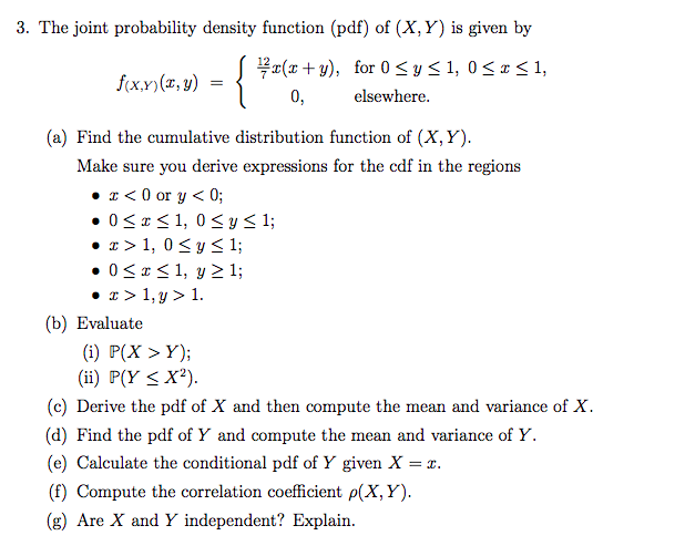 Solved 3. The joint probability density function (pdf) of | Chegg.com