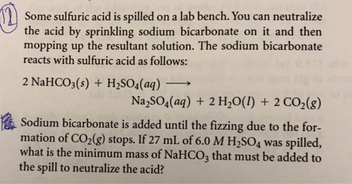 Solved Some Sulfuric Acid Is Spilled On A Lab Bench You Can 6086