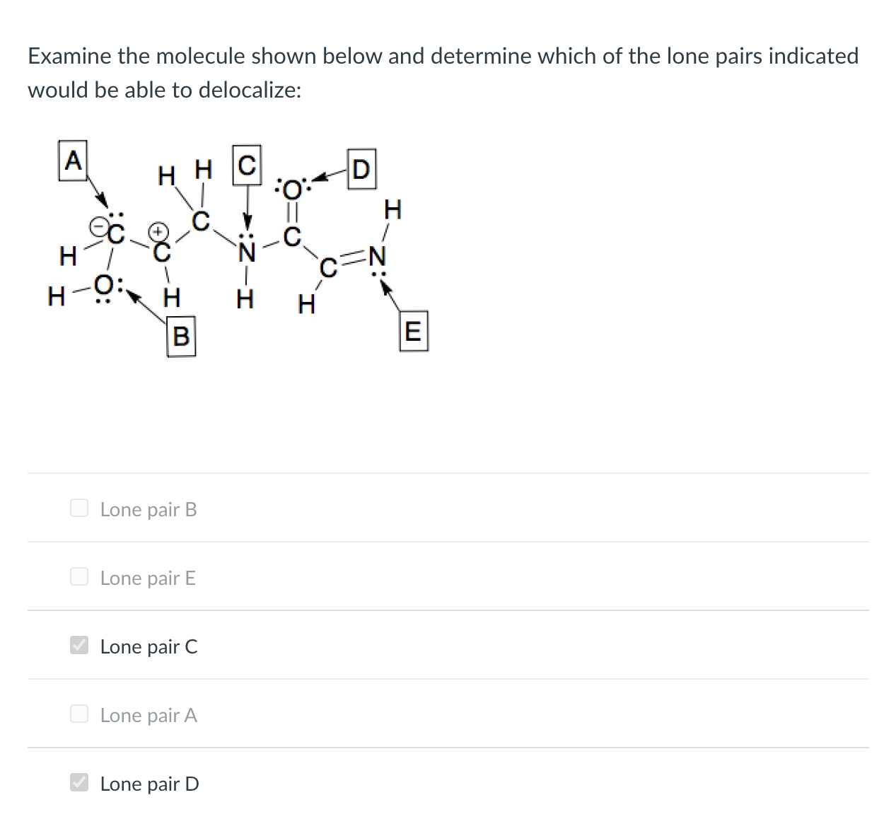 Solved Examine The Molecule Shown Below And Determine Which | Chegg.com