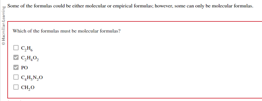 Solved Some of the formulas could be either molecular or | Chegg.com
