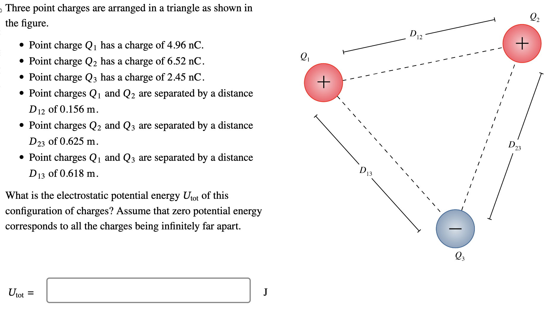 Solved Three point charges are arranged in a triangle as | Chegg.com