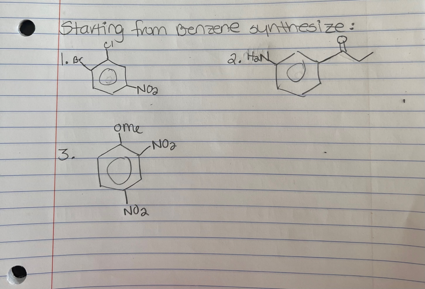 Solved Startina from benzene sunthesize: | Chegg.com