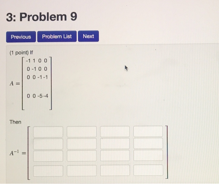Solved 3: Problem 9 Previous Problem List Next (1 point) If | Chegg.com