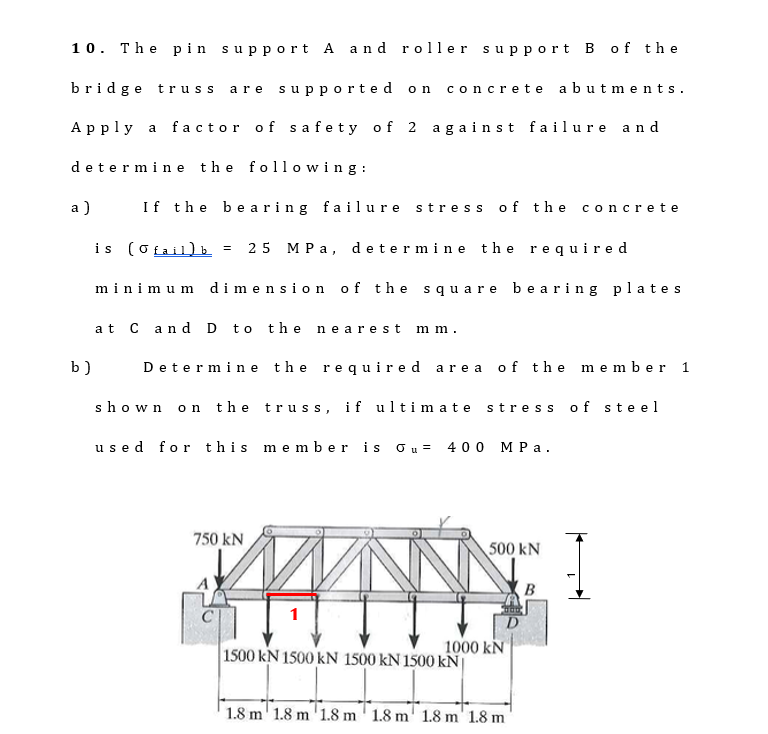 Solved 10. The pin support A and roller support B of the | Chegg.com