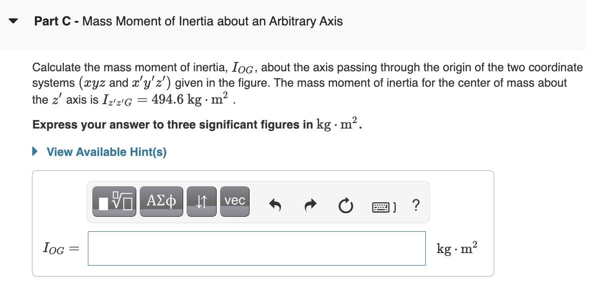 Solved To determine the mass moments and products of inertia | Chegg.com