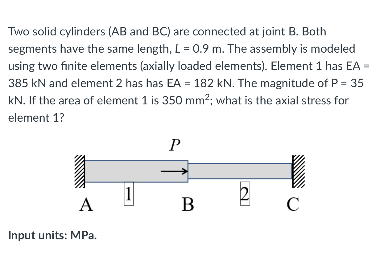 Solved Two Solid Cylinders (AB And BC) Are Connected At | Chegg.com