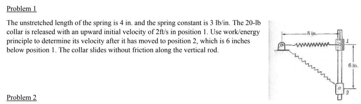 Solved Problem 1 -8 In. The Unstretched Length Of The Spring | Chegg.com