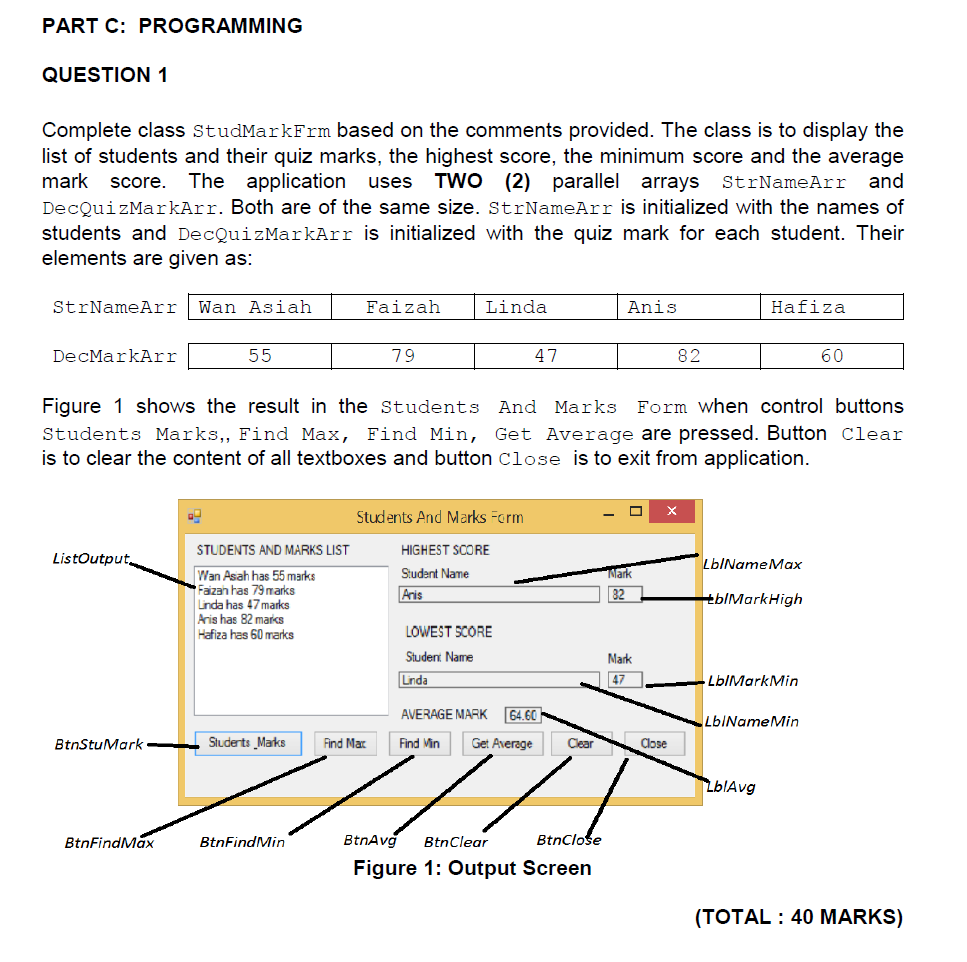 Solved PART C: PROGRAMMING QUESTION 1 Complete class | Chegg.com