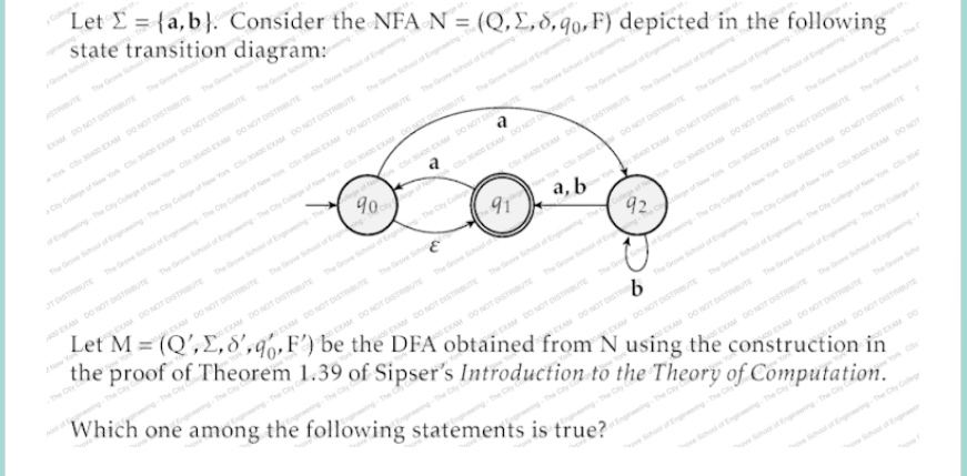 Solved Let L = {a,b}. Consider The NFA N = (Q, L,8,90,F) | Chegg.com