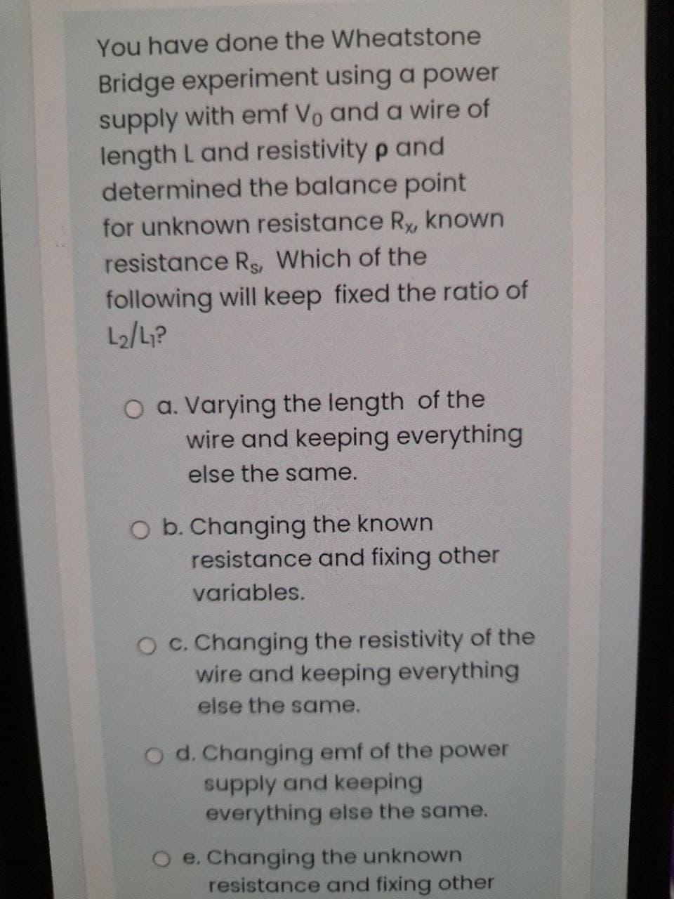 Solved You have done the Wheatstone Bridge experiment using | Chegg.com