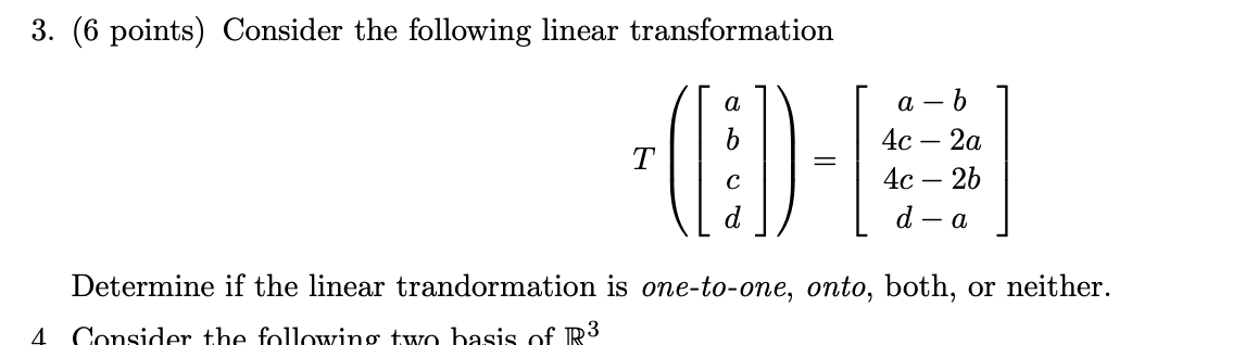 Solved 3. (6 points) Consider the following linear | Chegg.com