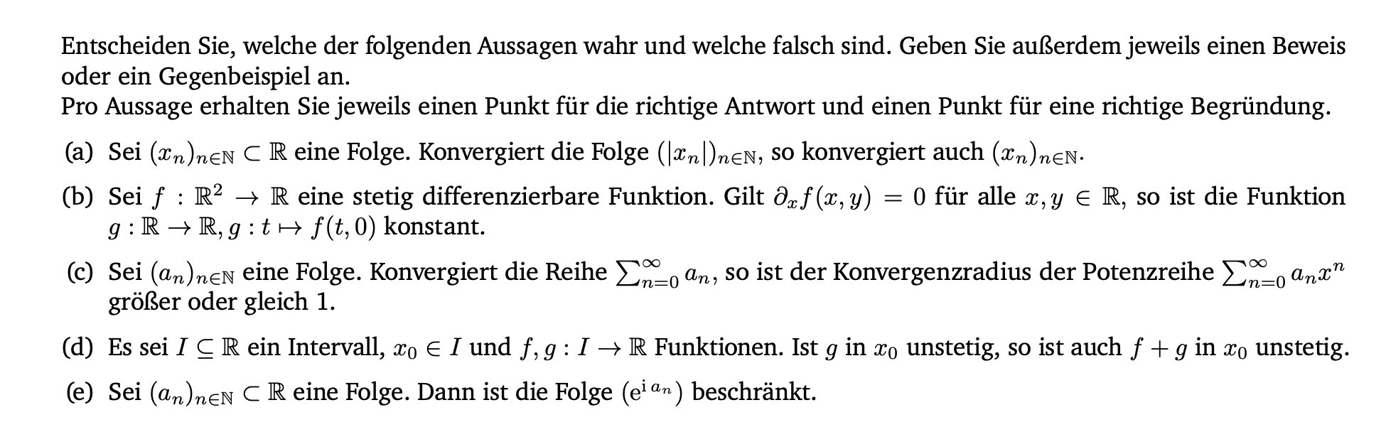 Solved Decide Which Of The Following Statements Are True And 