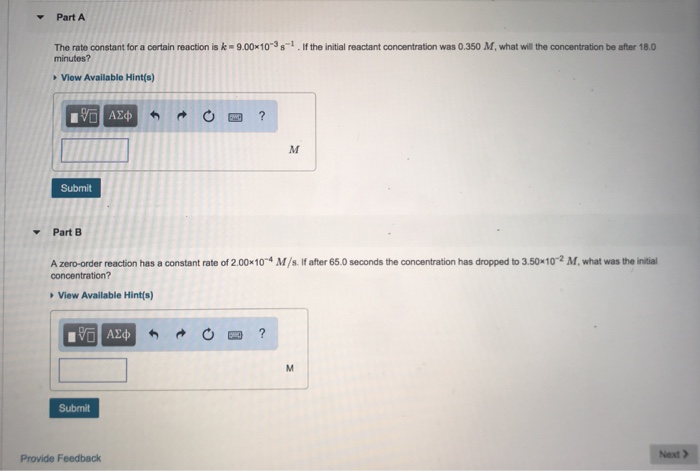 Solved Part A The rate constant for a certain reaction is k | Chegg.com