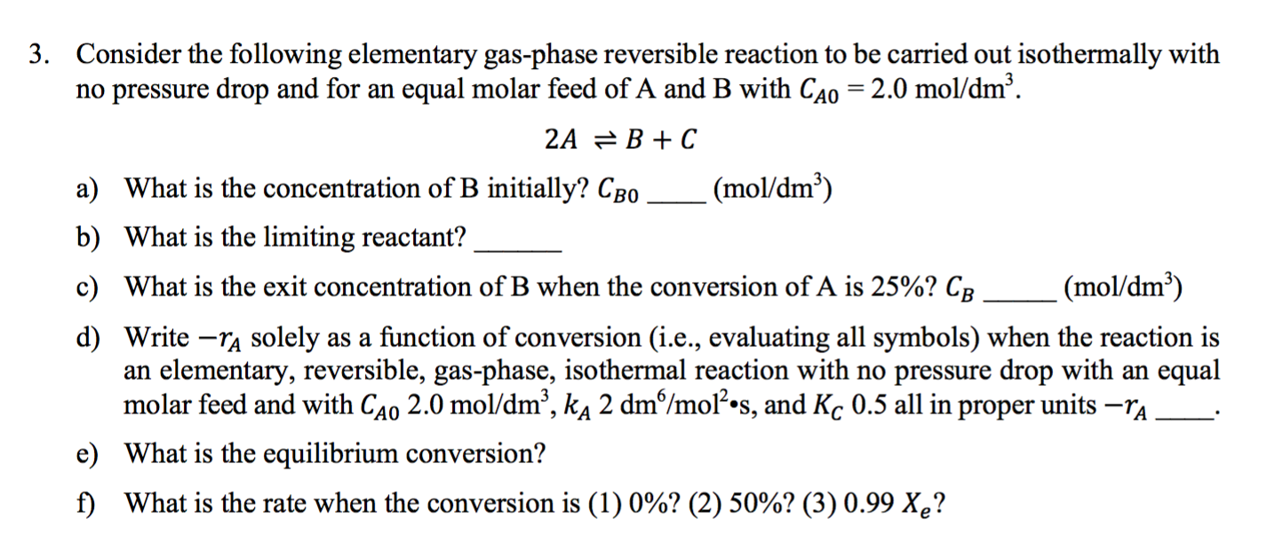 Solved 3. Consider The Following Elementary Gas-phase | Chegg.com