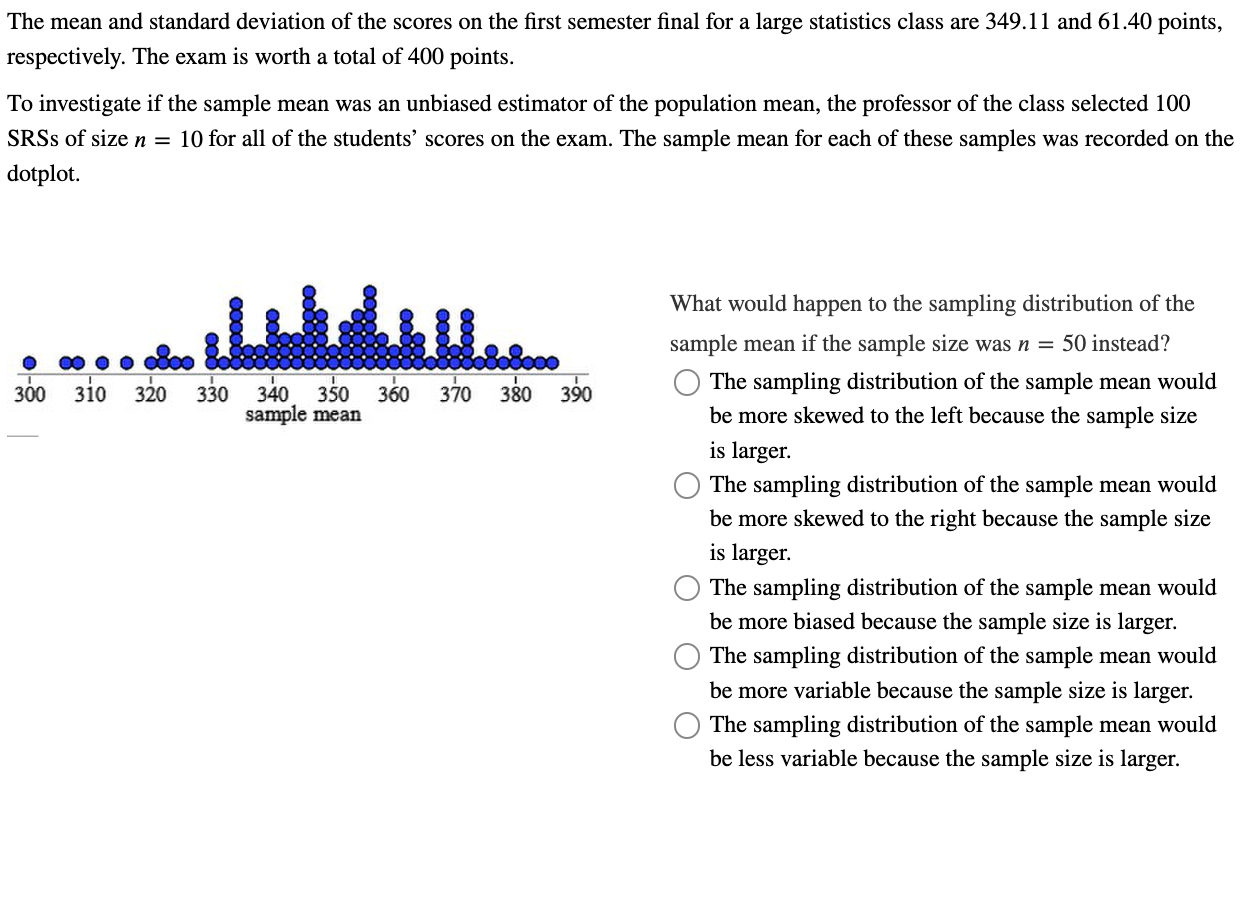 Solved The mean and standard deviation of the scores on the | Chegg.com