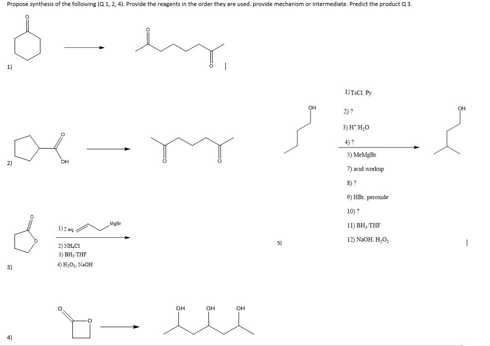 Solved propose synthesis for each of the following questions | Chegg.com