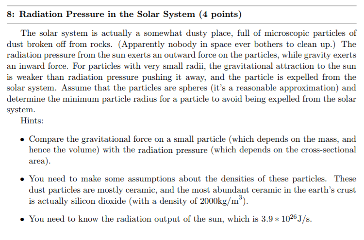 8 Radiation Pressure In The Solar System 4 Point