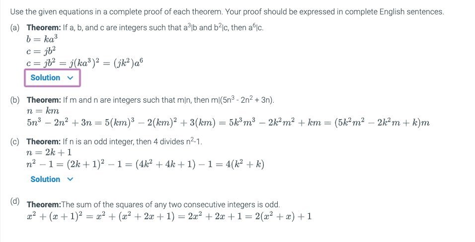 Solved Use The Given Equations In A Complete Proof Of Each