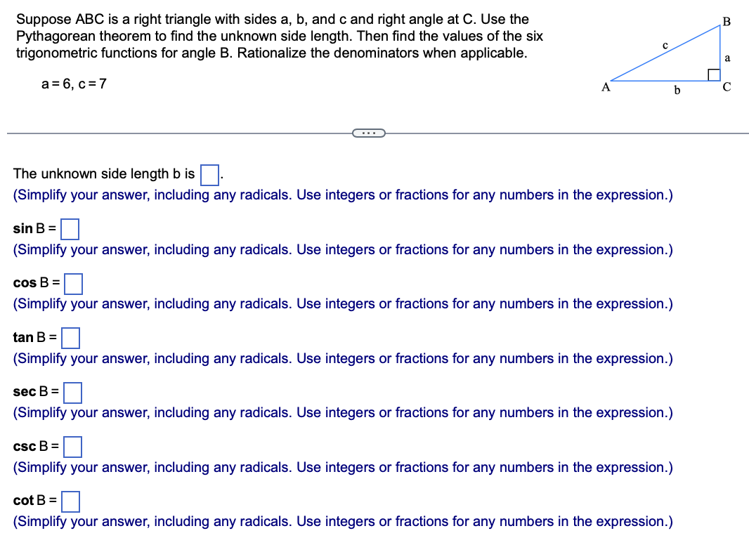 Solved Suppose ABC Is A Right Triangle With Sides A, B, And | Chegg.com