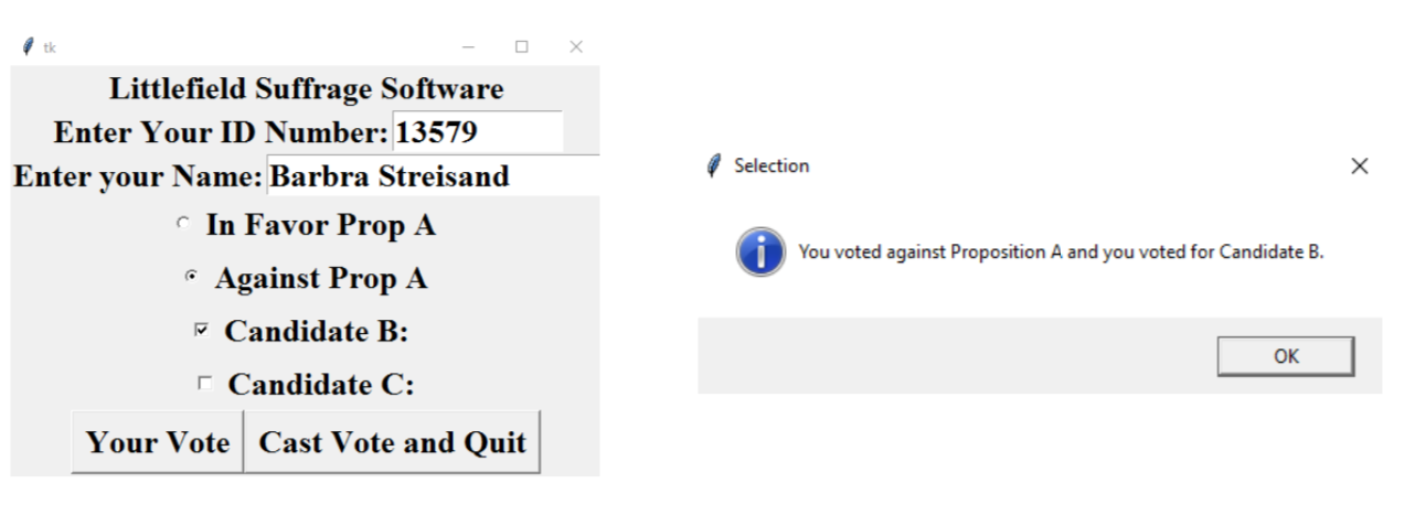 PYTHON 3, USE THE FOLLOWING TO IMPROVE VOTING | Chegg.com