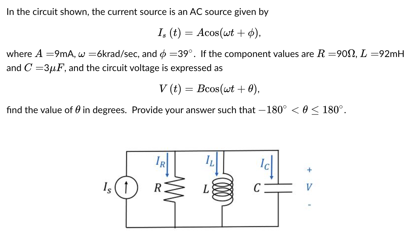 Solved In the circuit shown, the current source is an AC | Chegg.com