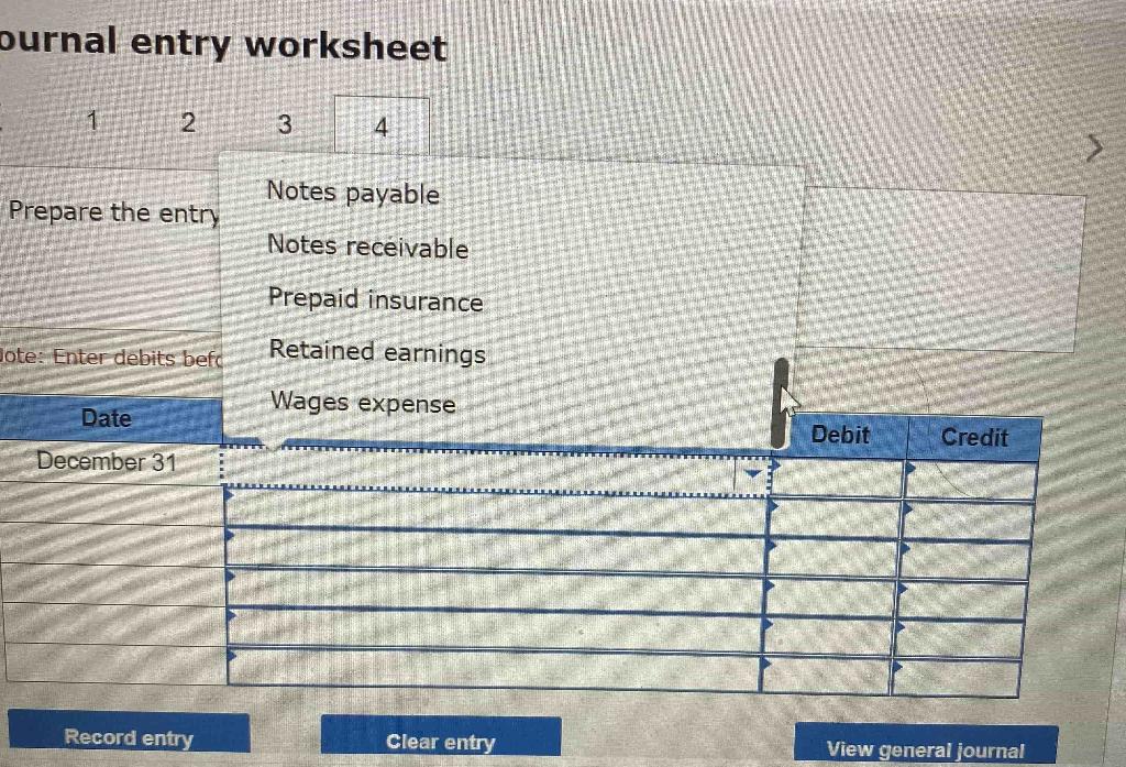 ournal entry worksheet