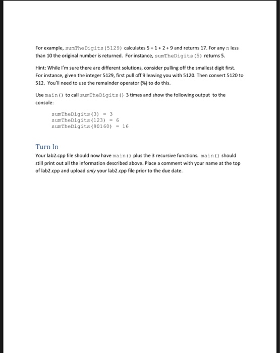 Solved Lab 2 Recursive Algorithms For This Lab You Will 6875