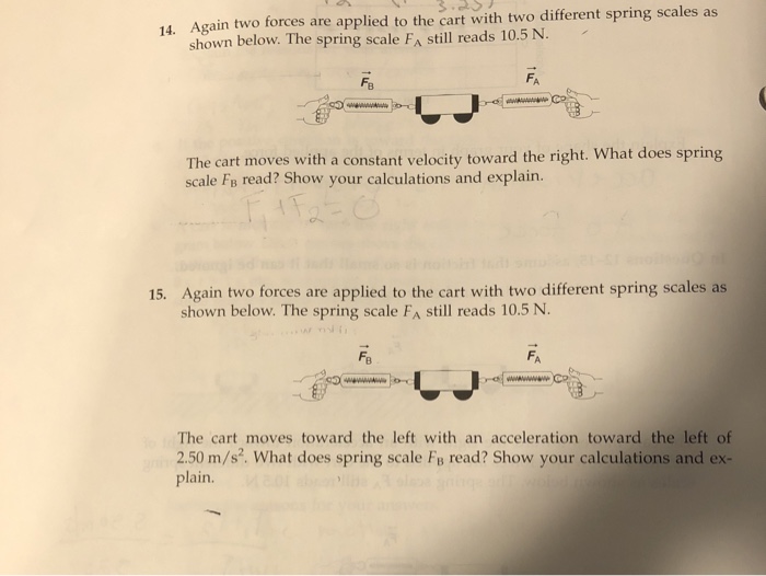 Solved 14. Again two forces are applied to the cart with two