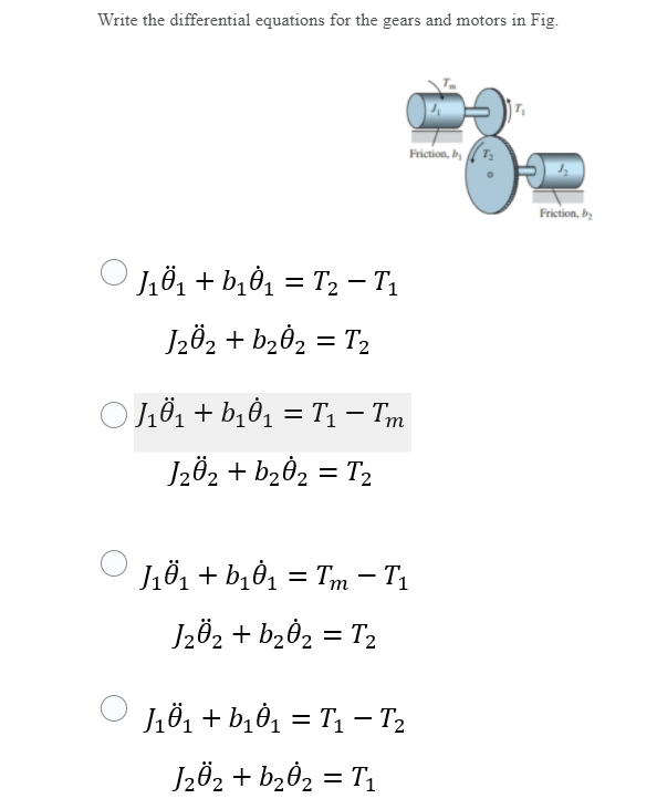Solved Write the differential equations for the gears and | Chegg.com