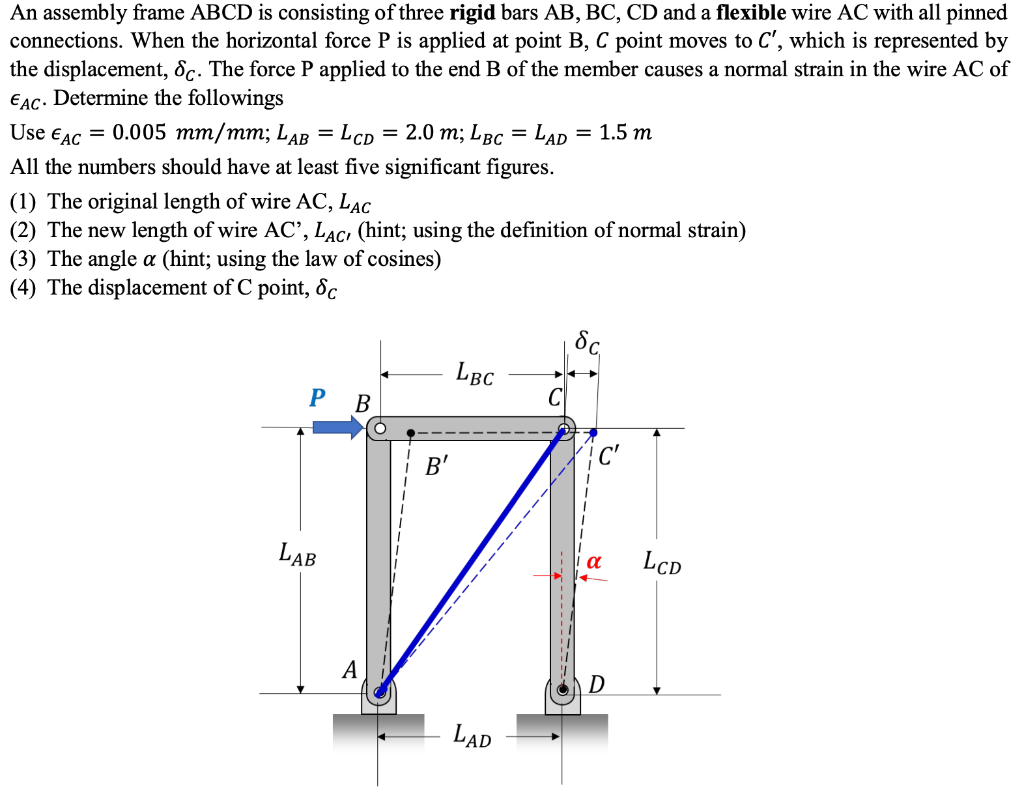 Solved An assembly frame ABCD is consisting of three rigid | Chegg.com