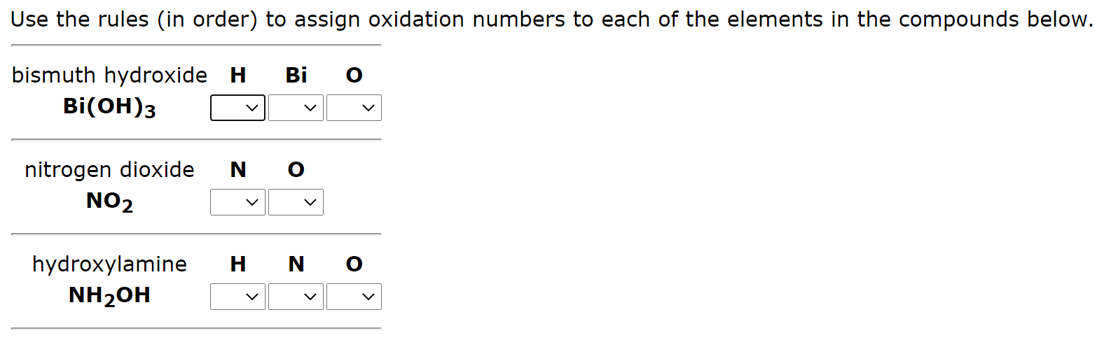 Solved Use the rules (in order) to assign oxidation numbers