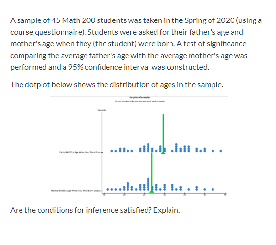 Solved A sample of 45 Math 200 students was taken in the | Chegg.com