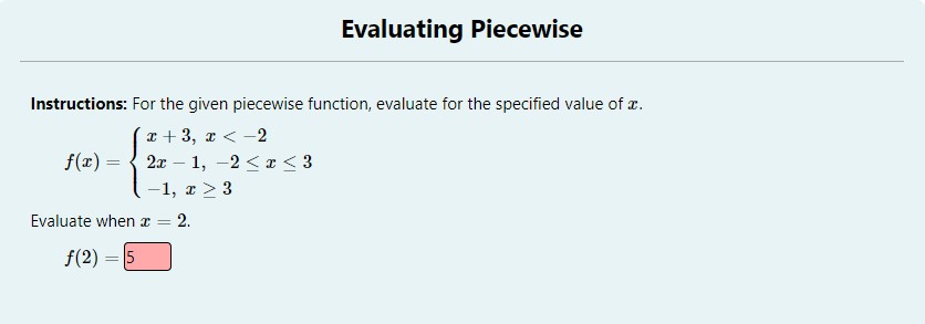 Solved Evaluating Piecewise Instructions: For the given | Chegg.com