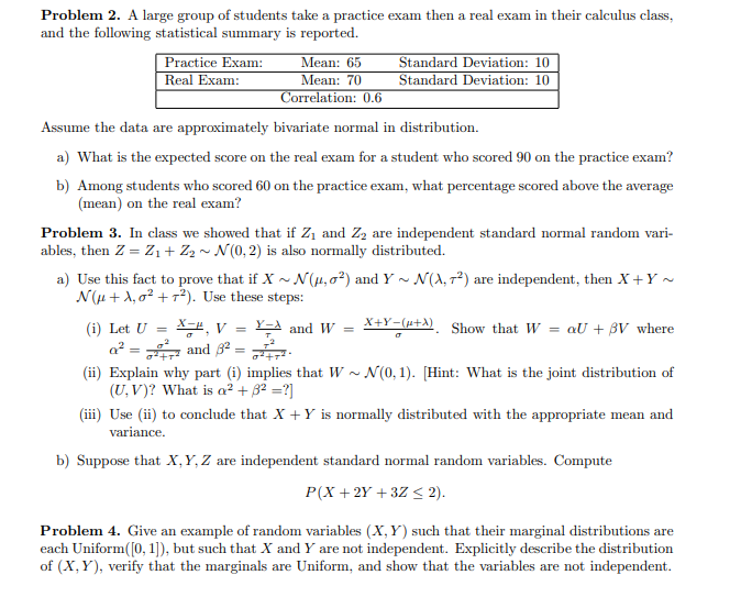 Solved Problem 2. A large group of students take a practice | Chegg.com