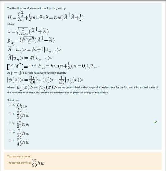 Solved The Hamiltonian of a harmonic oscillator is given by