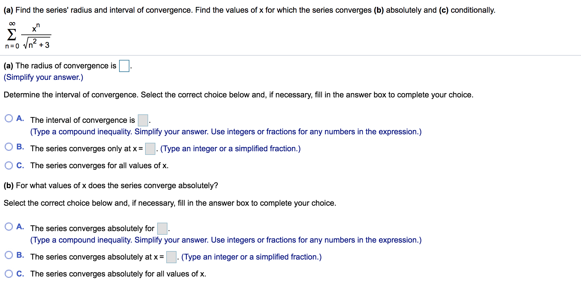 Solved (a) Find The Series' Radius And Interval Of | Chegg.com