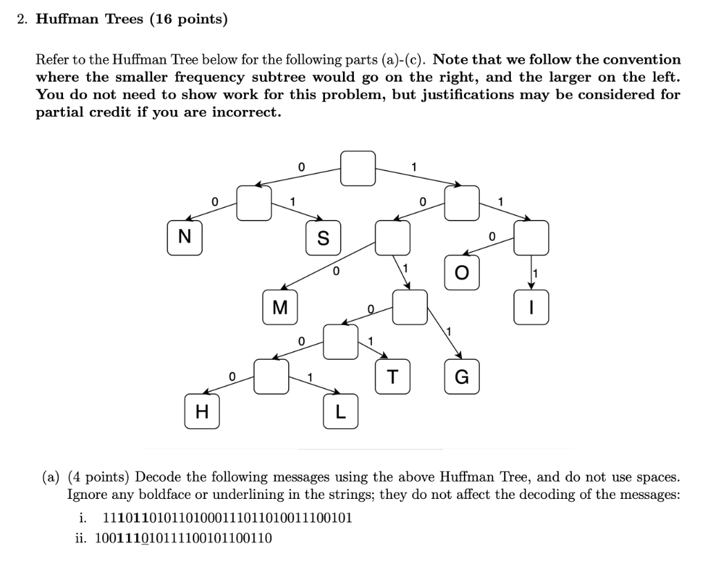 Solved Refer To The Huffman Tree Below For The Following | Chegg.com