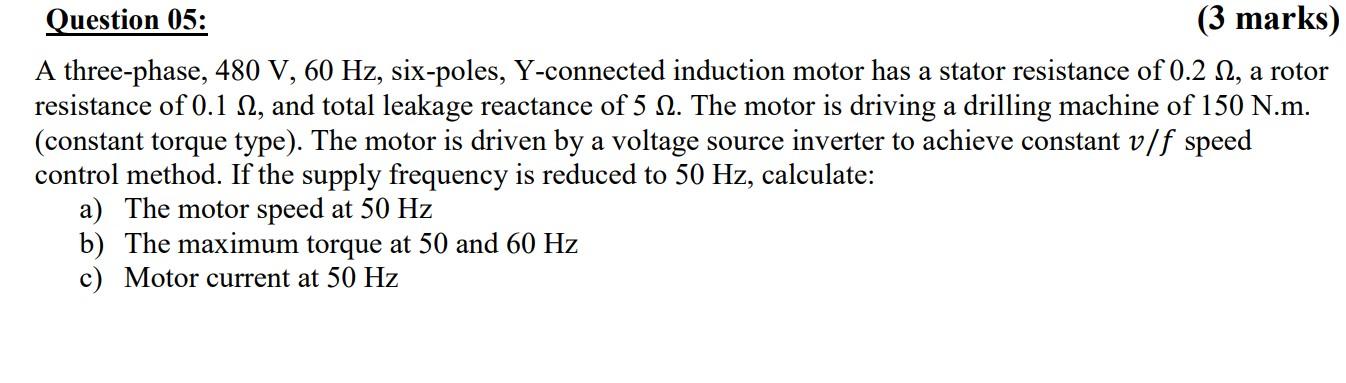 Solved A Three-phase, 480 V,60 Hz, Six-poles, Y-connected | Chegg.com