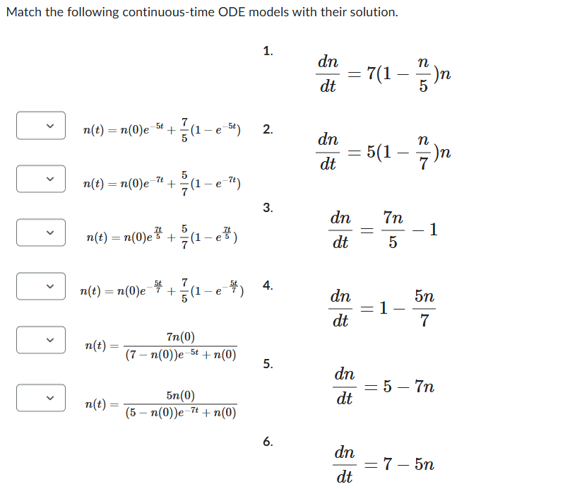 Ode Mathflow Matching Solved Match the following continuous-time ODE models with | Chegg.com