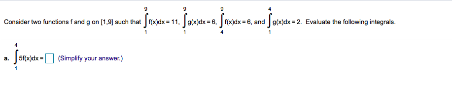 Solved 4 Consider two functions f and g on [1,9] such that | Chegg.com