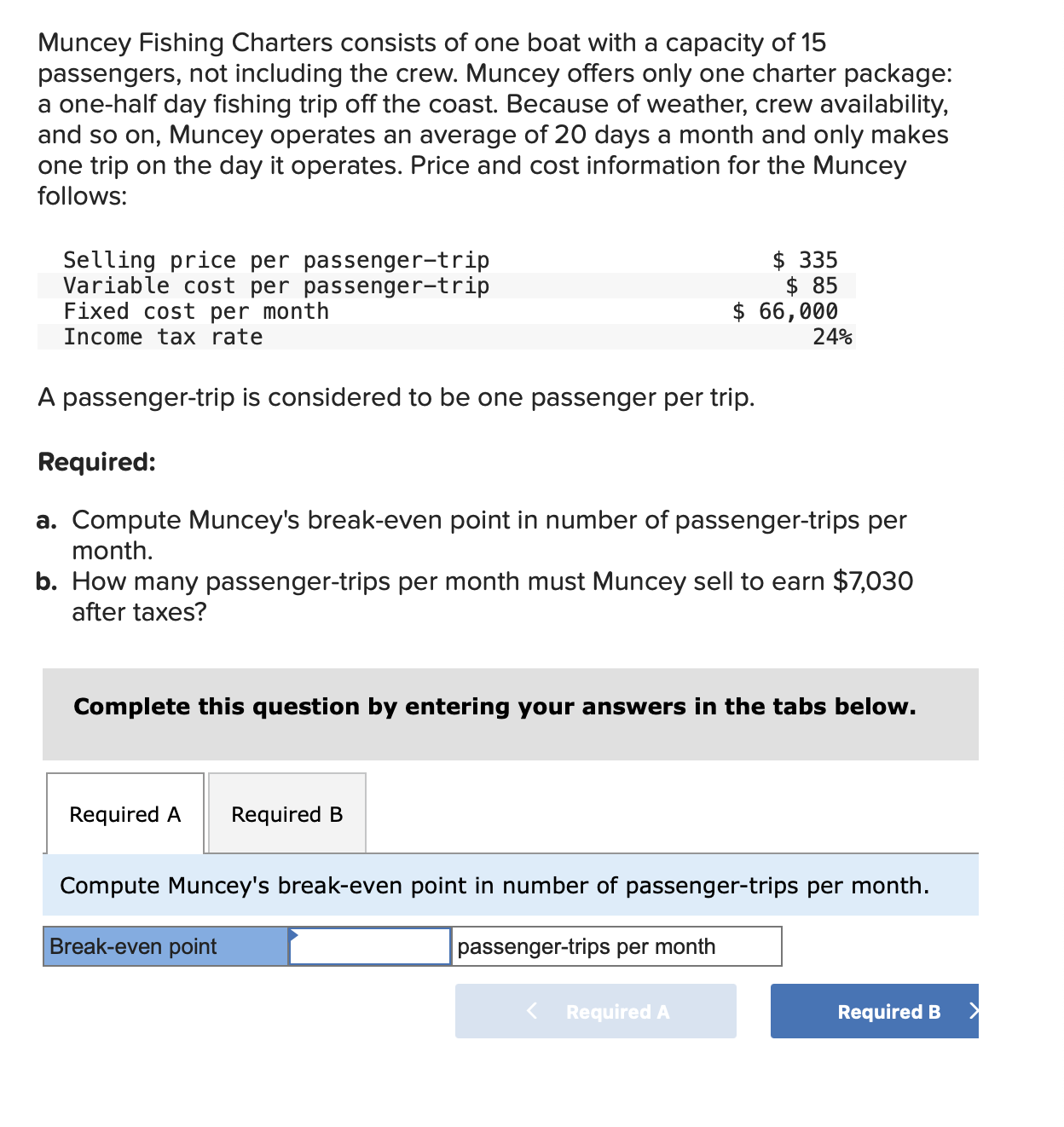 Solved Muncey Fishing Charters consists of one boat with a