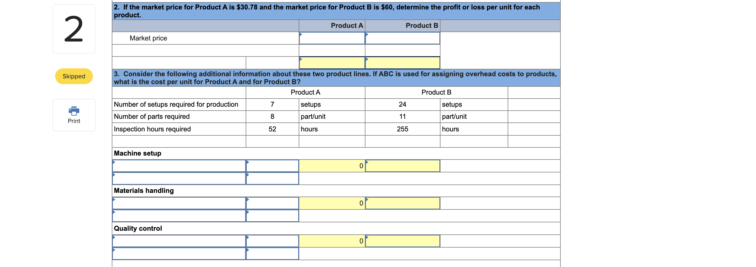 Solved 2 Consider the following data for two products of | Chegg.com